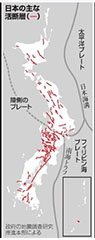 日本の主な活断層の図